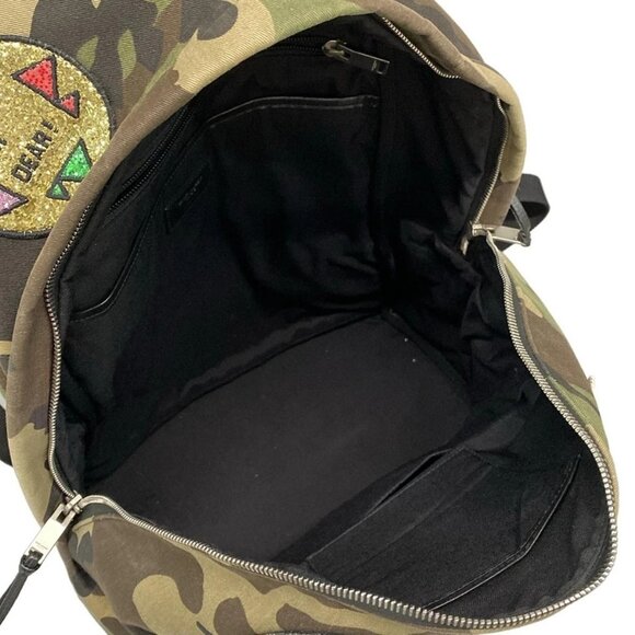 SAINT LAURENT PARIS - 437087 Khaki Black Multi Canvas Leather Backpack - Picture 7 of 15